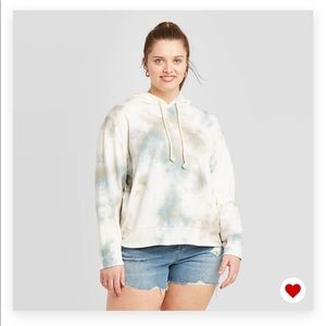 Plus Size Crewneck Tie-Dye Hoodie Sweatshirt
